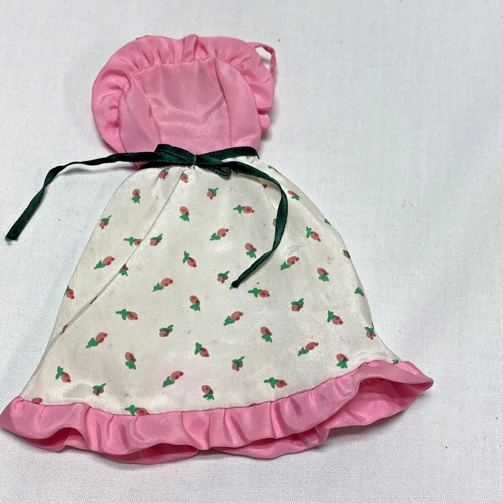 BARBIE DOLL Dress PINK WHITE & GREEN ROSE BUDS GENUINE TAG